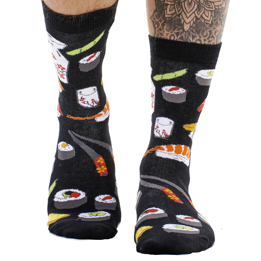 Mens 6 Pack Novelty Socks Cotton Rich Dad Gift - Sushi Designs