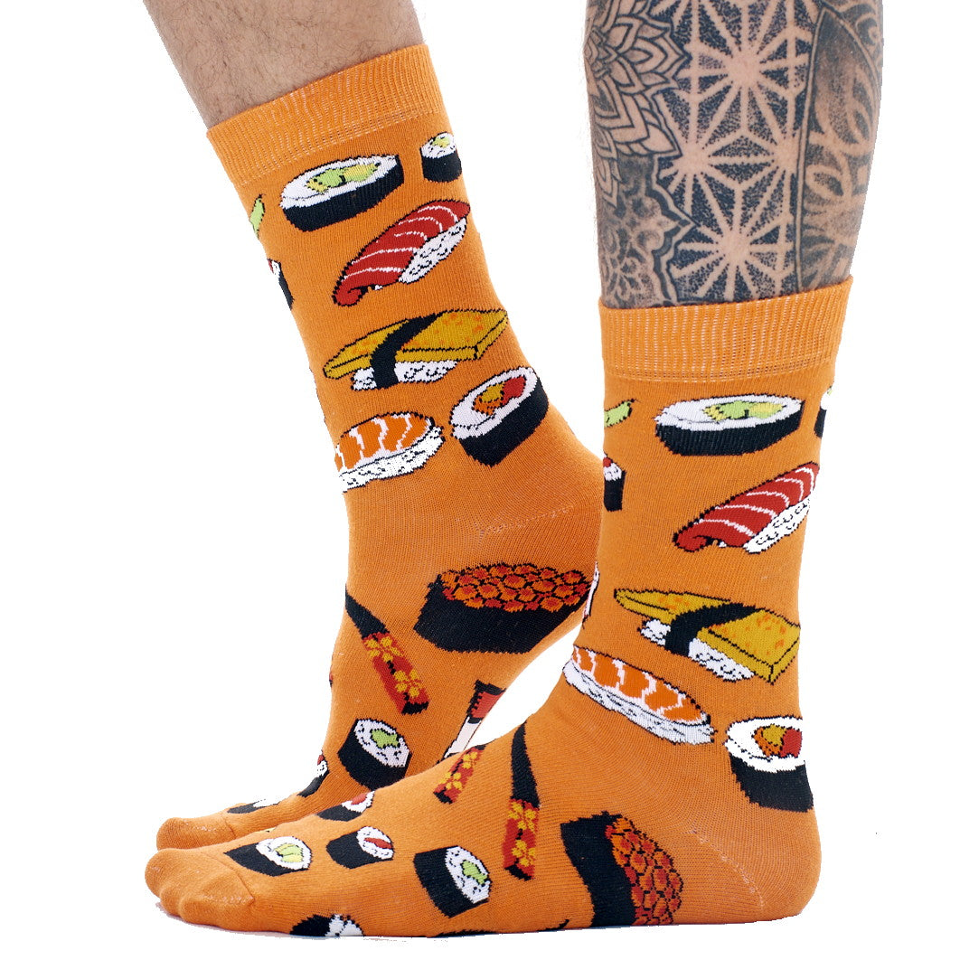 Mens 6 Pack Novelty Socks Cotton Rich Dad Gift - Sushi Designs