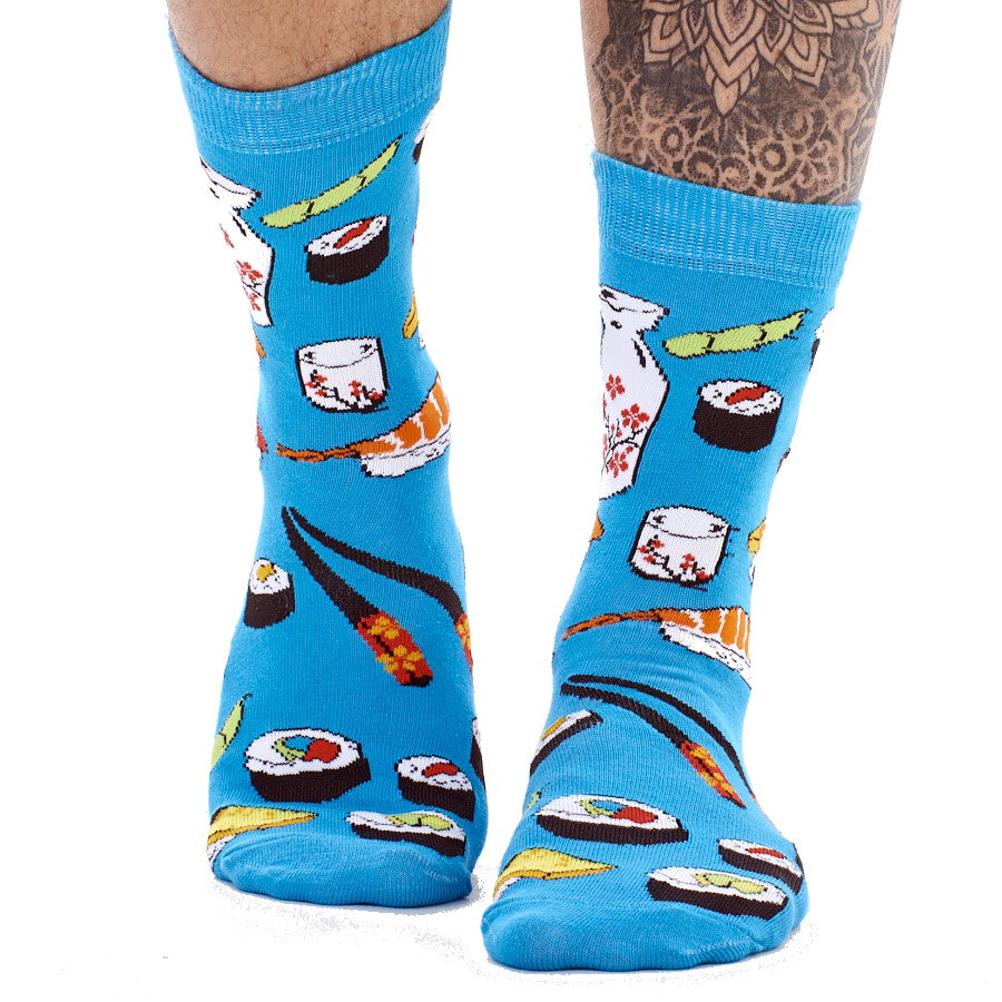 Mens 6 Pack Novelty Socks Cotton Rich Dad Gift - Sushi Designs
