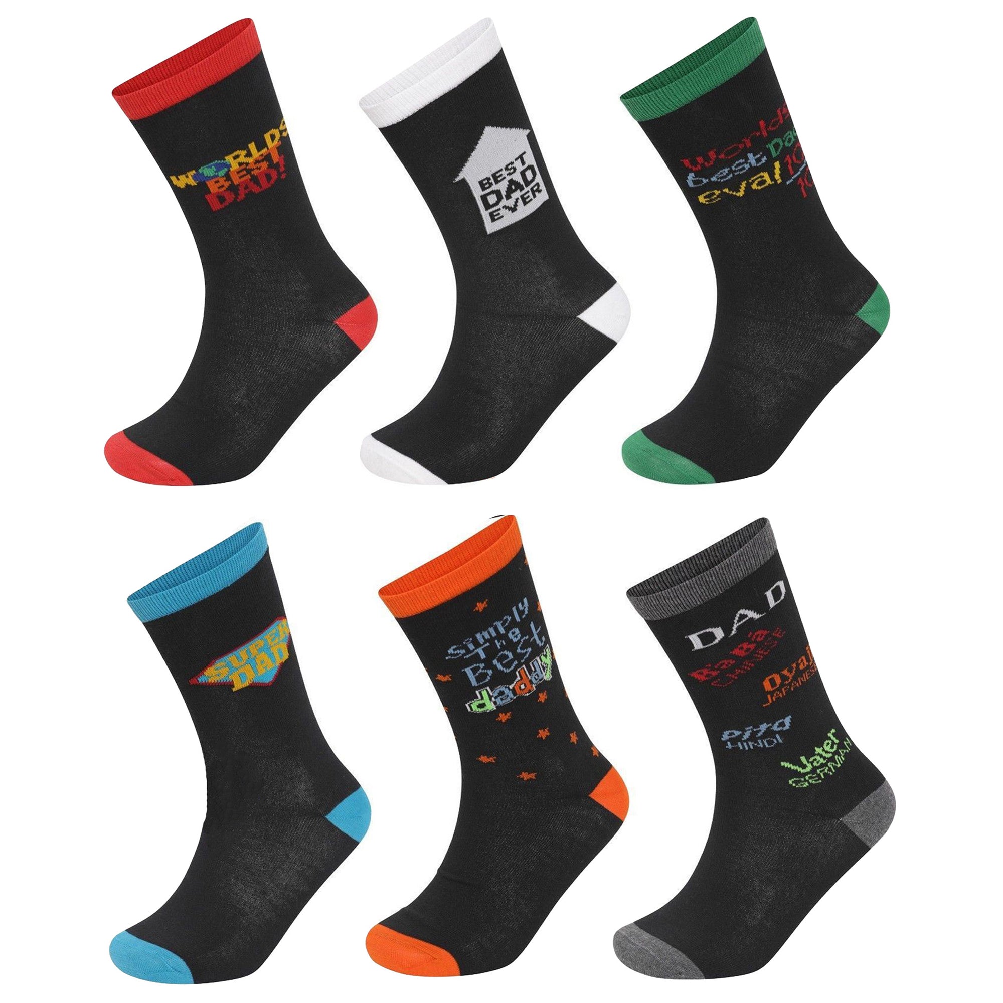 Mens 6 Pack Best Dad: Premium Cotton-Rich Socks